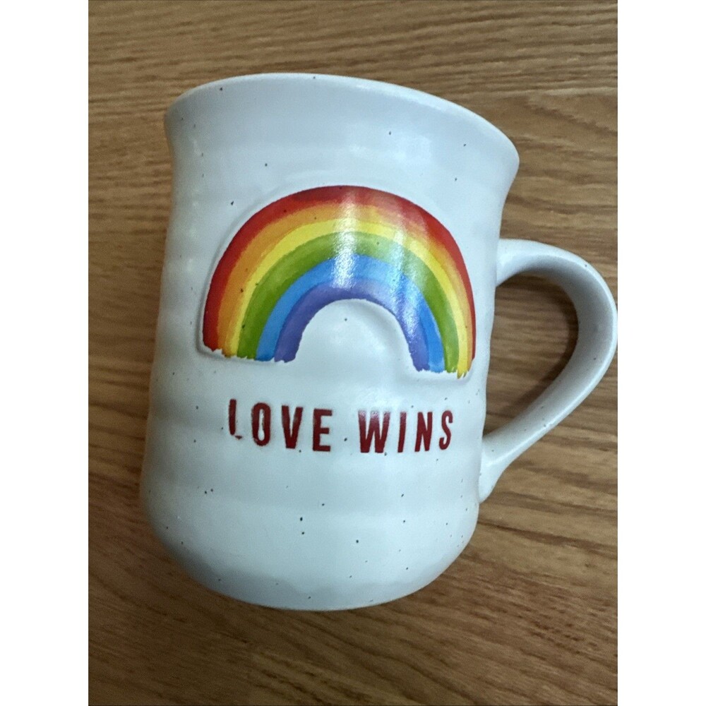 LGBTQ Pride Mug “Love Wins" Rainbow Ceramic Coffee Mug by Sheffield‎ Home